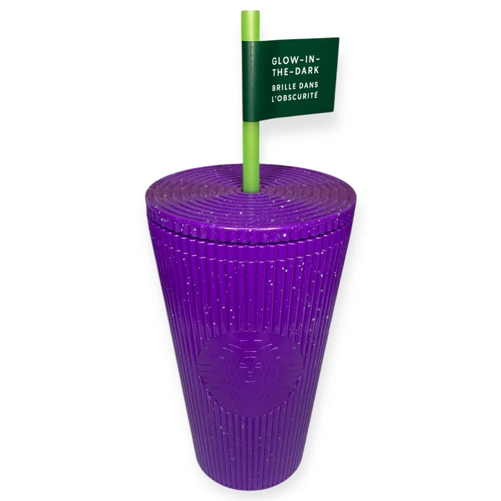 Starbucks Tumbler + Keychain 2024 Fall Halloween Pleated Glow in Dark 16oz Cup